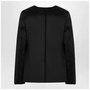 the garment Black single breasted cotton blend jacket
