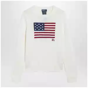 Polo Ralph Lauren Tommy Hilfiger cream sweater with flag motif