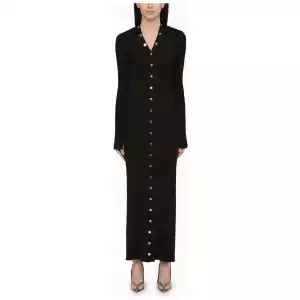 The Attico Black viscose long cardigan