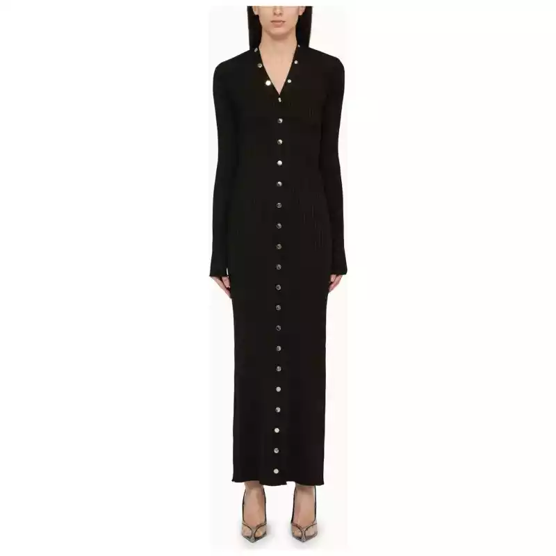 The Attico Black viscose long cardigan
