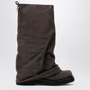The Attico Robin combat boots in suede, dark grey