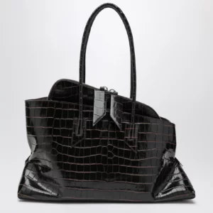 The Attico La Passeggiata Medium bag in coffee crocodile-print leather