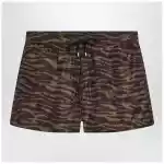 The Attico Zebra Shorts in khaki/brown nylon