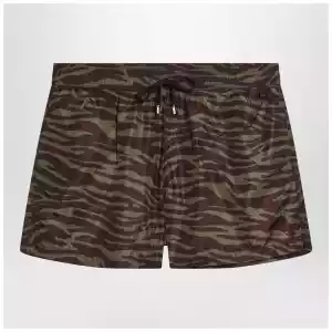 The Attico Zebra Shorts in khaki/brown nylon