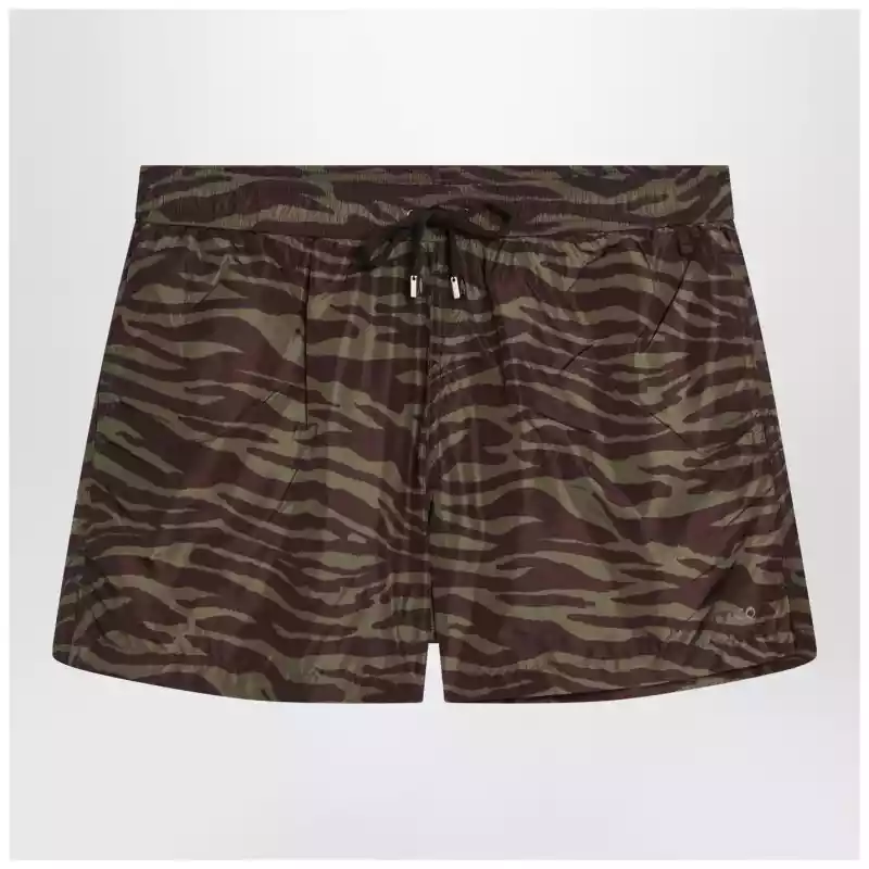The Attico Zebra Shorts in khaki/brown nylon