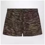 The Attico Zebra Shorts in khaki/brown nylon