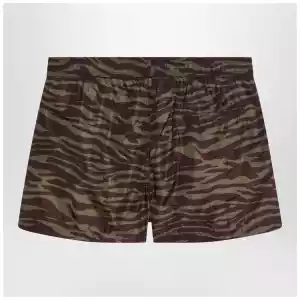 The Attico Zebra Shorts in khaki/brown nylon