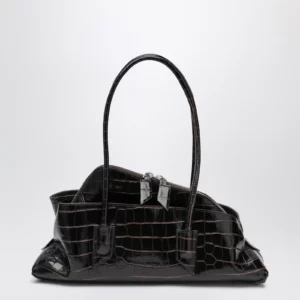The Attico La Passeggiata Small bag in coffee crocodile-print leather