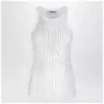The Attico White tank top with rhinestones