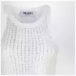 The Attico White tank top with rhinestones