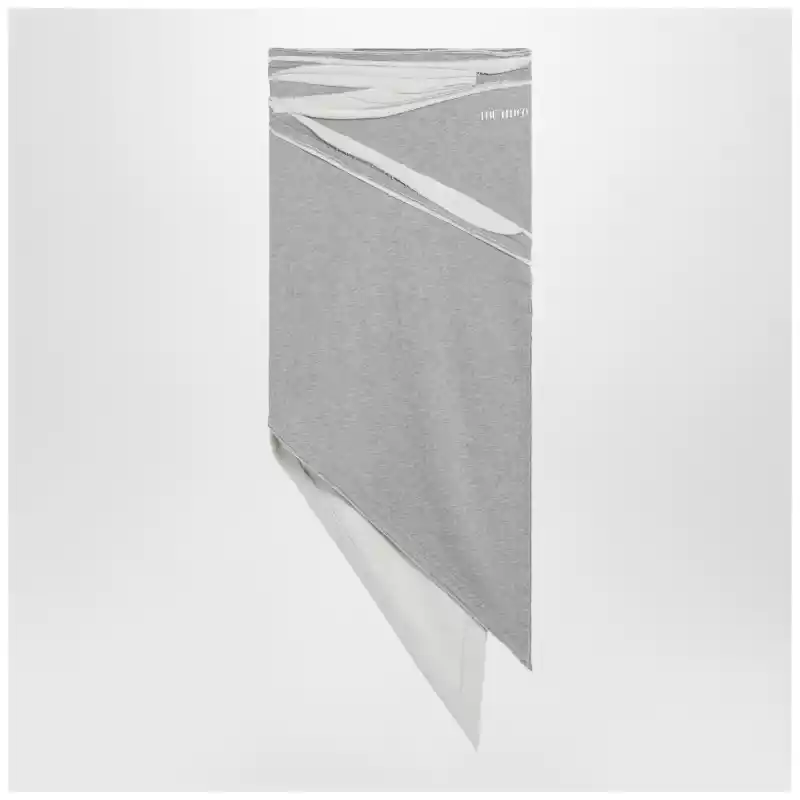 The Attico Asymmetric grey mélange cotton skirt