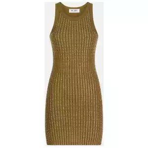 The Attico Military green mini dress with rhinestones