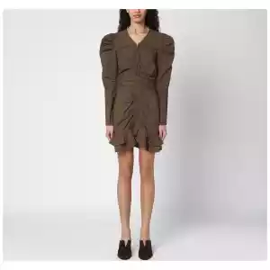 ISABEL MARANT Étoile Briali mini dress with green khaki zip