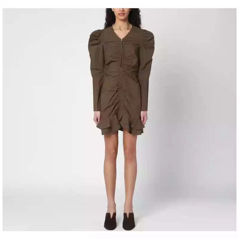ISABEL MARANT Étoile Briali mini dress with green khaki zip