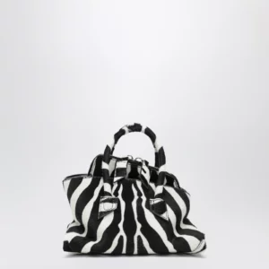 The Attico La Passeggiata Mini bag in black and white pony hair leather