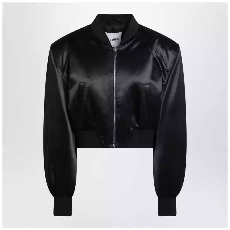 260WCB0010VVV102AA_S_ATTIC-100.x The Attico Black shiny cropped bomber