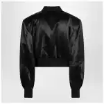 The Attico Black shiny cropped bomber