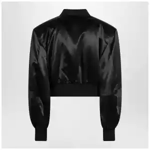 The Attico Black shiny cropped bomber