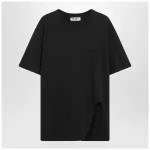 The Attico Black washed T-shirt with shaped hem