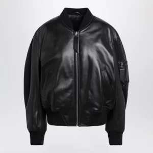 The Attico Anja bomber jacket in black leather