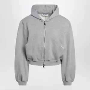 The Attico Boxy zip-up hoodie in melange grey cotton