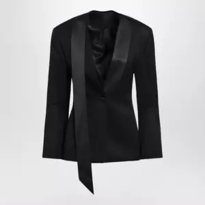 The Attico Black virgin wool tuxedo jacket with satin lapels