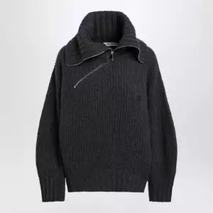 The Attico Dark grey wool and cashmere sweater with zip
