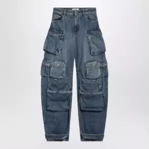 The Attico Fern washed blue cargo trousers