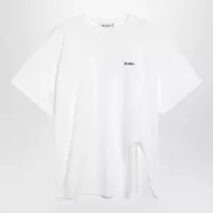 The Attico Oversized cotton jersey T-shirt with cutout hem, white