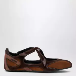 The Attico Floor 01 suede ballerina-sneaker flats in brown