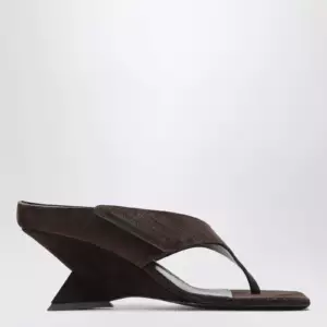 The Attico Cheope suede thong sandals in dark brown