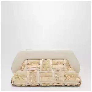 THEMOIRè Tia clutch in butter color with raffia inserts