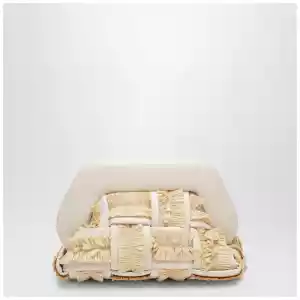 THEMOIRè Small Tia clutch in butter color with raffia inserts