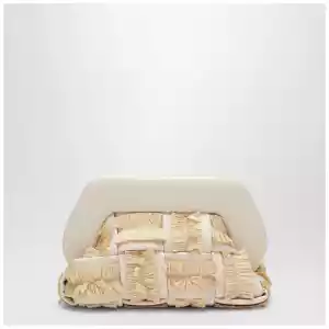THEMOIRè Small Tia clutch in butter color with raffia inserts
