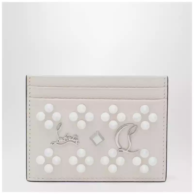 Christian Louboutin Kios card holder in grained calfskin and spikes