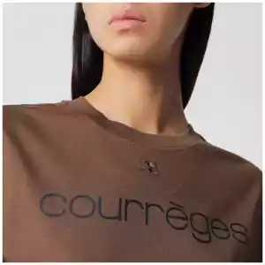 Courreges Courrèges Brick/black cotton T-shirt with logo
