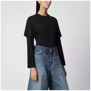Courreges Courrèges Black double-sleeve T-shirt