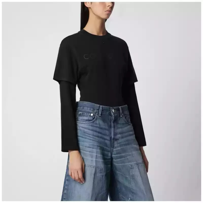 Courreges Courrèges Black double-sleeve T-shirt