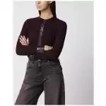 Courreges Courrèges Ribbed knit cardigan with vinyl trim in burgundy