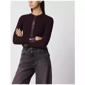Courreges Courrèges Ribbed knit cardigan with vinyl trim in burgundy
