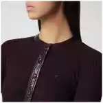 Courreges Courrèges Ribbed knit cardigan with vinyl trim in burgundy