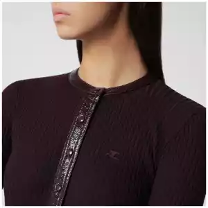 Courreges Courrèges Ribbed knit cardigan with vinyl trim in burgundy
