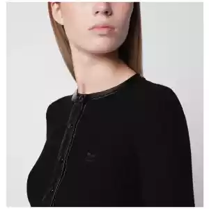 Courreges Courrèges Ribbed viscose-blend cardigan with vinyl trim, black