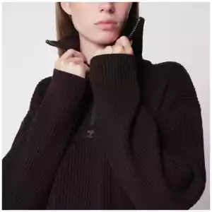 Courreges Courrèges Dark burgundy ribbed zip sweater