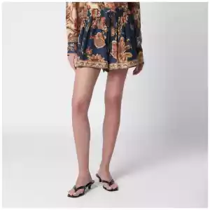ZIMMERMANN Aster relaxed-fit silk shorts in navy jacobean