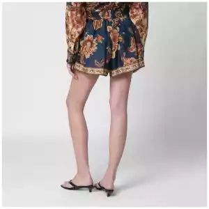 ZIMMERMANN Aster relaxed-fit silk shorts in navy jacobean