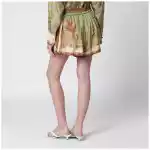 ZIMMERMANN Khaki floral silk Indra relaxed shorts