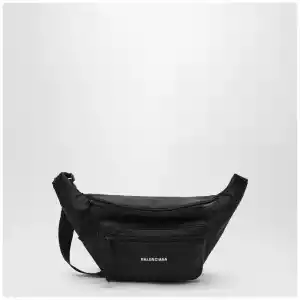 Balenciaga Explorer black nylon belt bag with logo