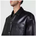 Salvatore Santoro Black leather overshirt
