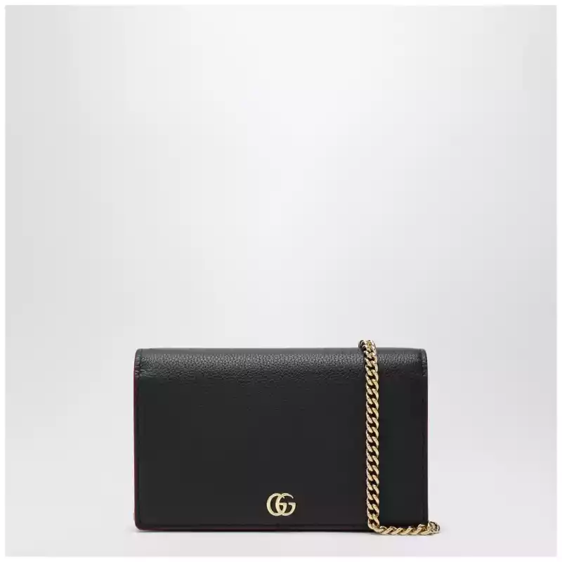 497985AAE5F_S_GUC-1062.a GUCCI GG Marmont wallet with chain black/red
